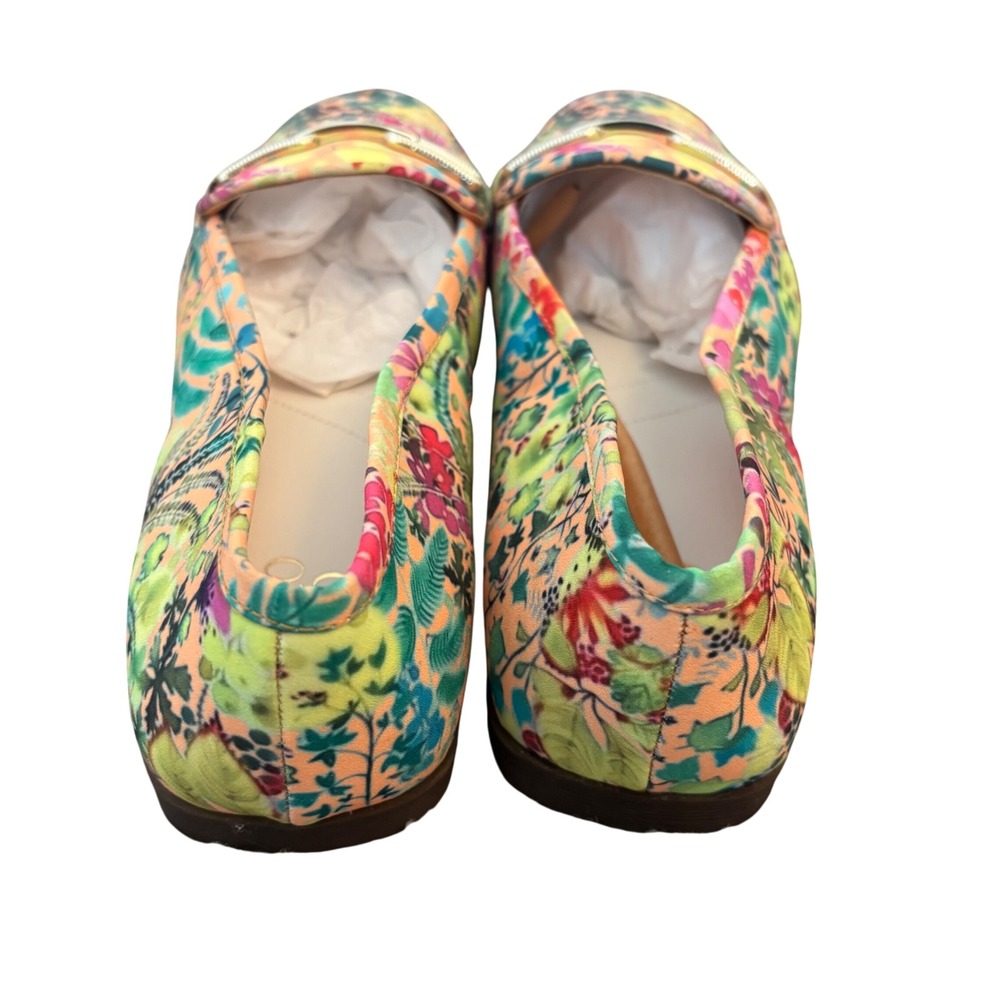 Franco Sarto Berola3 Womens Floral Fabric Loafers Gold Chain Multi Color 11M - Picture 6 of 12